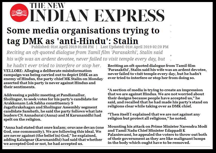 Stalin anti-hindu, Indian Express